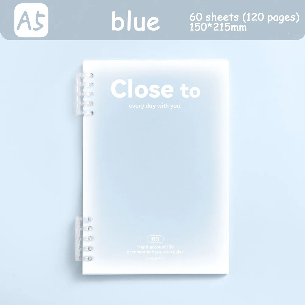 Simple Stationery A5/B5 Binder Notebook PVC Cover Horizontal Line Kawaii Loose-Leaf Notebook 60 Sheets Gradient Color