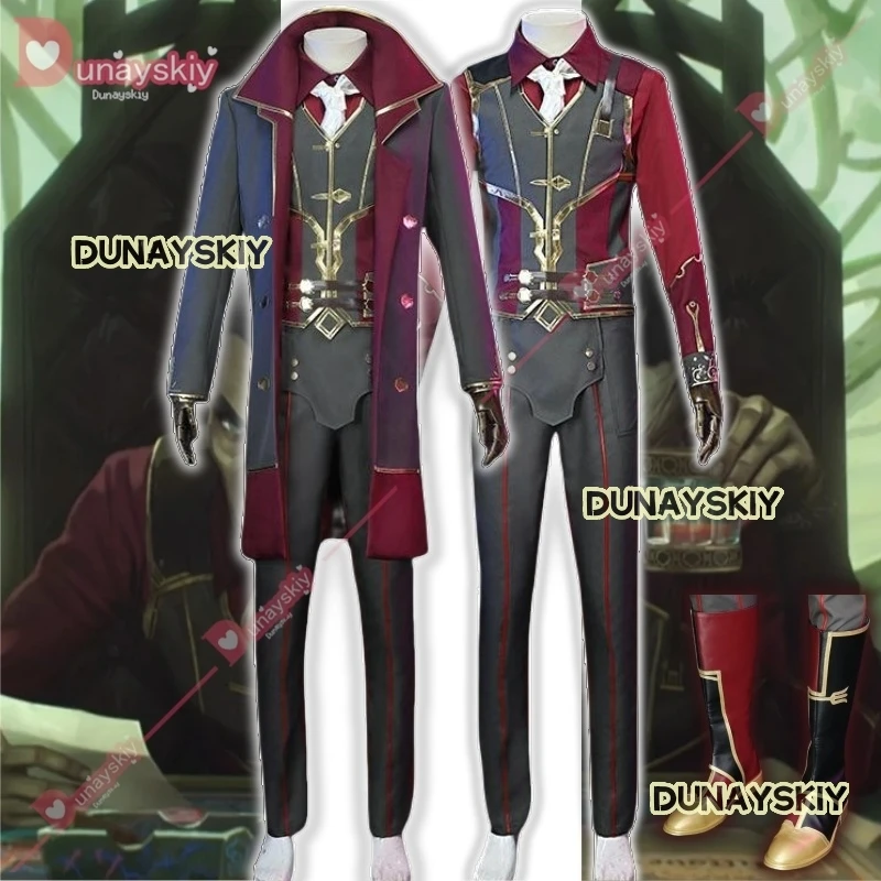 Anime Silco Gioco Cosplay LOL Arcane Costume Parrucca Uniforme Militare Trench Coat Boot Uomo Adulto Halloween Festa di Natale Vestito