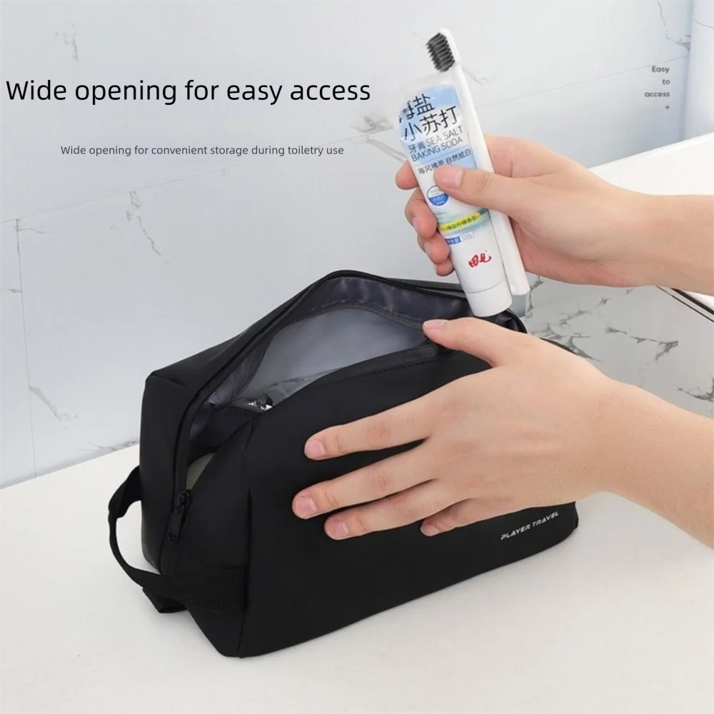 

Waterproof Man Cosmetic Bag Large Capacity Handheld PU Toiletry Bag Lightweight Dry and Wet Separation Makeup Bag Women Men