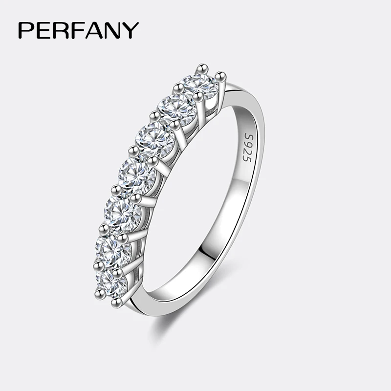 PERFANY 3mm Moissanite Ring For Women S925 Pure Silver Eternal Diamond Stackable Ring Wedding Fashion Jewelry