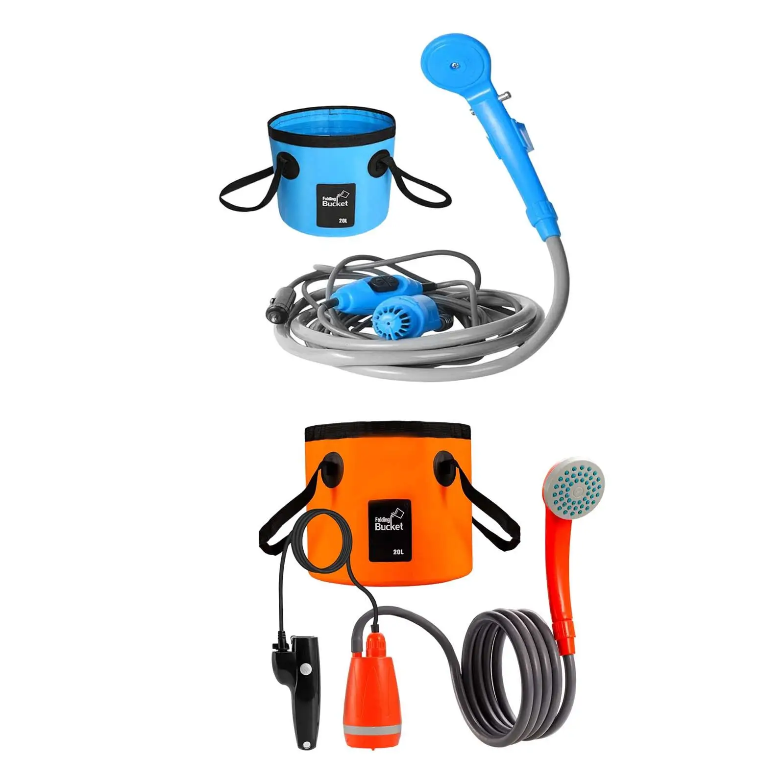 Portable Shower with Bucket USB Portable Camping Shower Pump for Gardening Car Washing Plants Watering Backpacking Dormitory