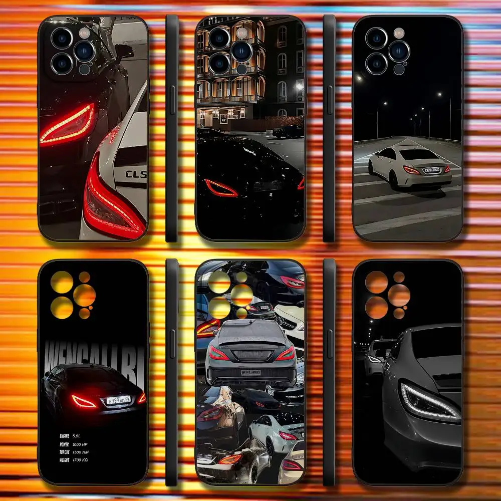 

Cls 63 AMG Car Headlights Phone Case For iPhone 16,15,14,13,12,11,Pro,Max,Plus,X,XS,SE4,E,Mini,Soft Black M-Mer-cedes Case