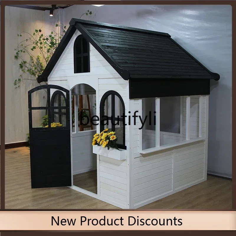 NQ52 Great discounts  Kindergarten wooden  small house assembly solid wood outdoor indoor mobile game toy wooden house tree hous