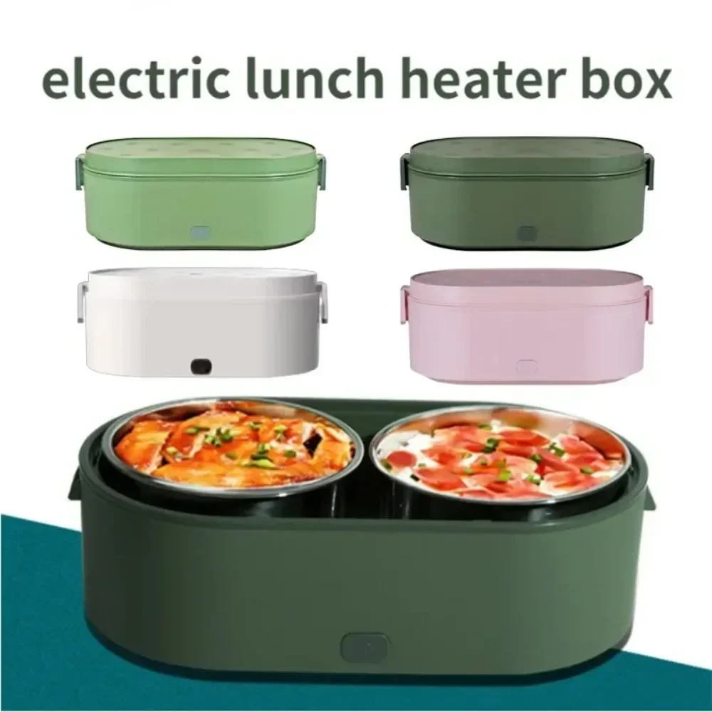 USB Electric Heated Lunch Boxes Stainless Steel Portable Food Warmer Car Home Portable Rice Cooker Warmer Lunch Bento Box