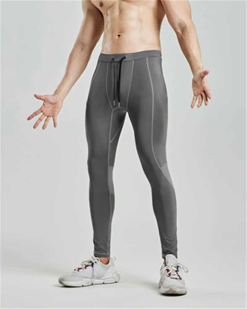 Ginásio bull masculino malha respirável alta estiramento retalhos calças de treinamento primavera/outono calças apertadas secagem rápida sweatpants leggings