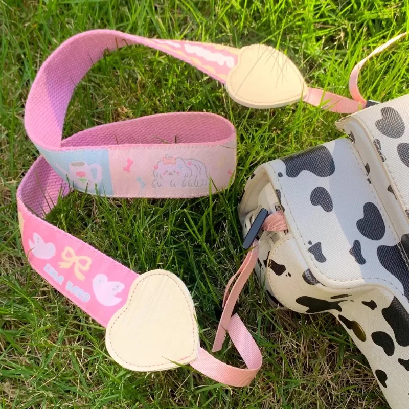 Camera Strap Micro SLR Polaroid Wristband Pink Love Leather Camera Shoulder Strap Cute Universal Lanyard  DSLR Strap Accessory