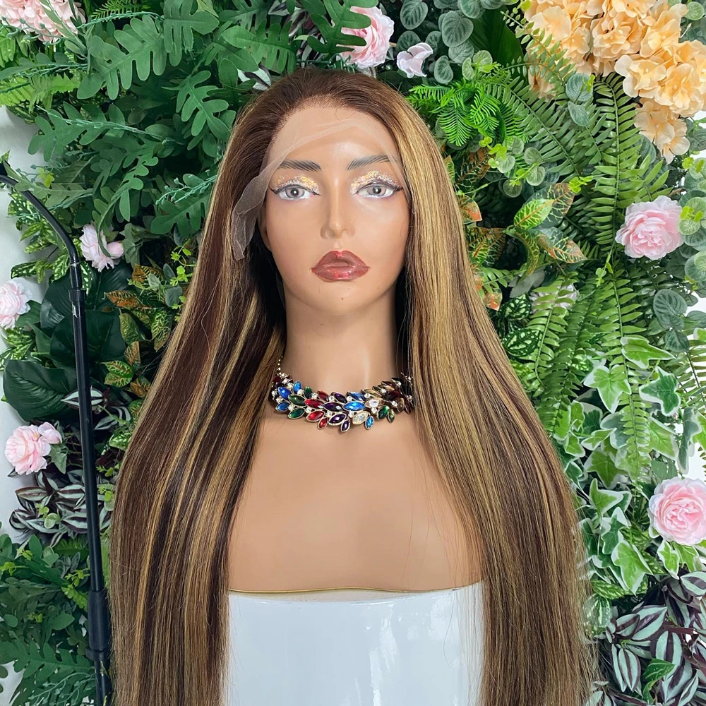 P4/27 تسليط الضوء على شعر مستعار شعر الإنسان العظام مستقيم 13x4 13x6 HD الدانتيل الباروكات الأمامية البرازيلي أومبير العسل شقراء الملونة الباروكات للنساء