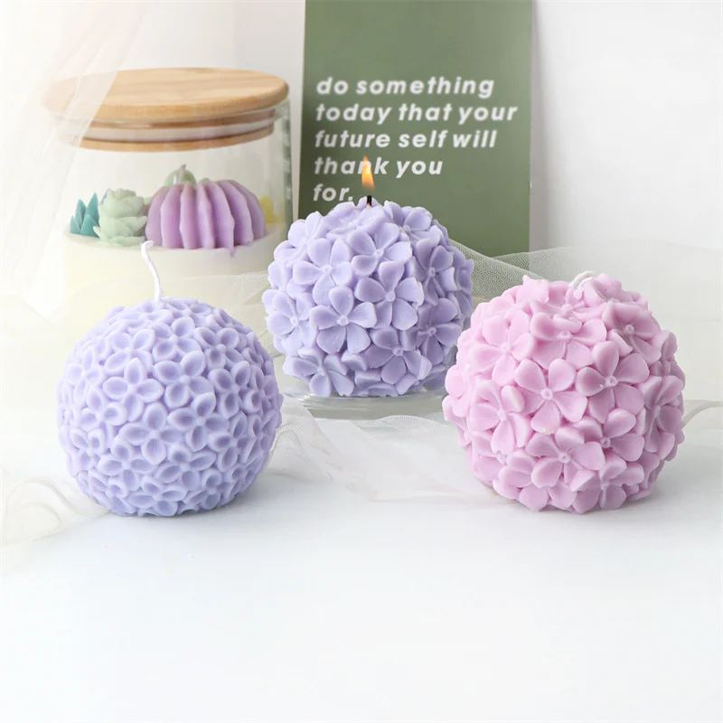 

Flower Ball Silicone Candle Molds Aromatherapy Crafts Candles Spherical Flower Relief Resin Mold for Handmade Wedding Souvenirs