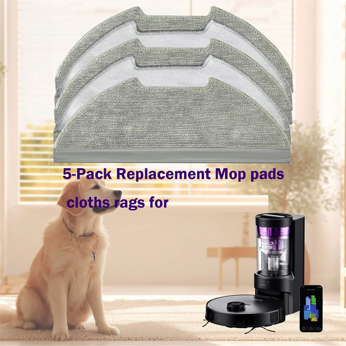 5 قطعة ملحقات قطع الغيار مناسبة للمكنسة الكهربائية الروبوتية Eureka E10s 5 وسادات ممسحة