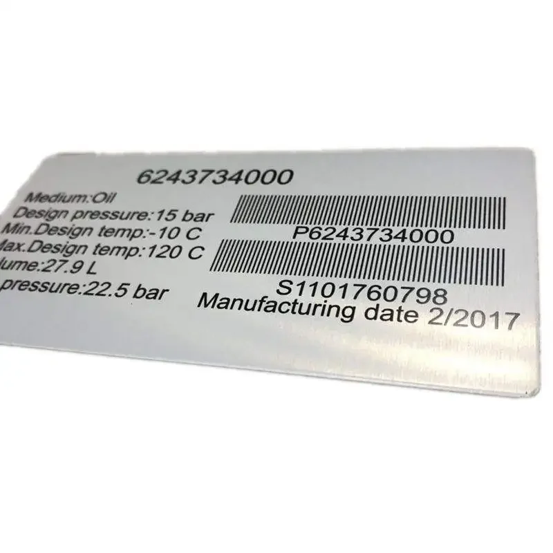 

China Factory Supply Serial Number Metal Motor Label with Bar Code