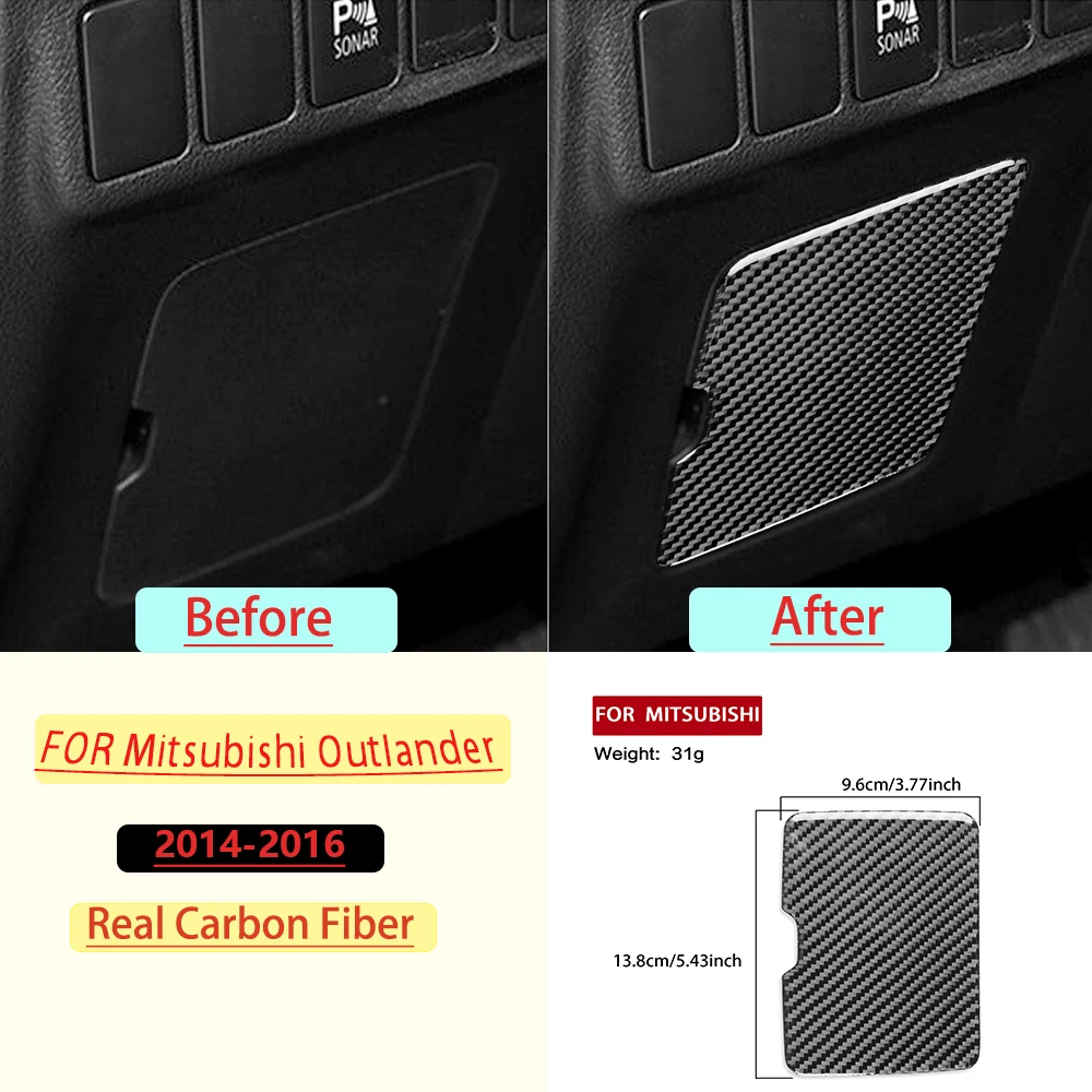 Carbon Fiber For Mitsubishi Outlander 2014-2016 Car Co-pilot Storage Box Trim Customizable Car Sticker Interior Accessories