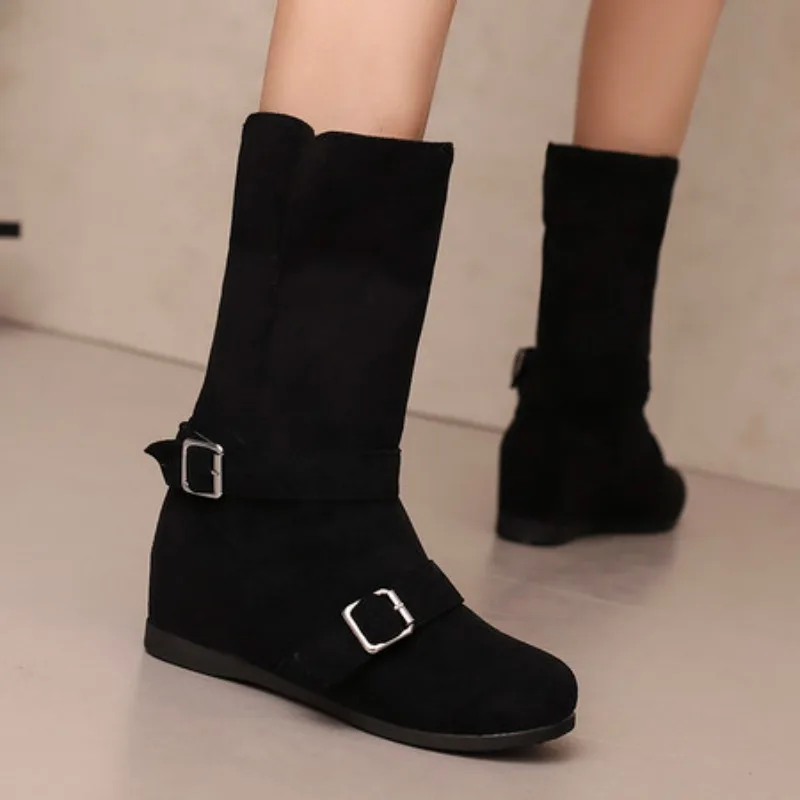 

Fashionable Korean Style Winter Short Boots Women's Western Boot Ankle Boots Slimming Leg Effect Faux Suede Versatile Booties