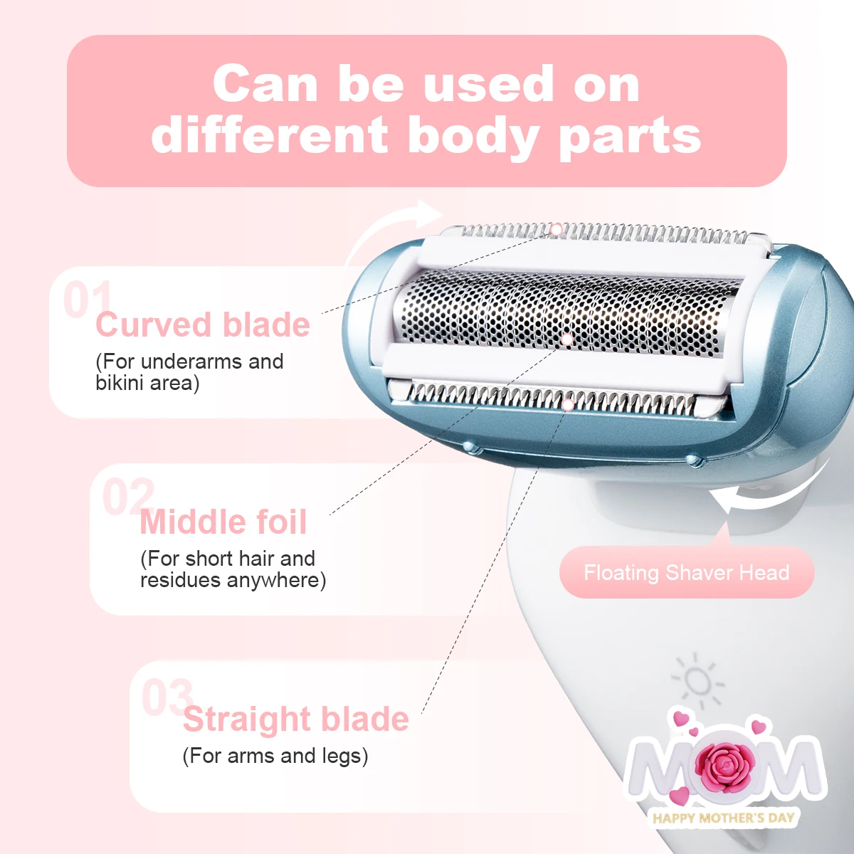 ماكينة حلاقة كهربائية للنساء 5 في 1 - إزالة رطبة وجافة للوجه والحواجب والساقين والإبطين - ماكينة تشذيب بيكيني محمولة، شحن USB قابلة لإعادة الشحن، شفرة من الفولاذ المقاوم للصدأ، صندوق هدايا لطيف وفعال، يتضمن عامل إزالة شعر البيكيني