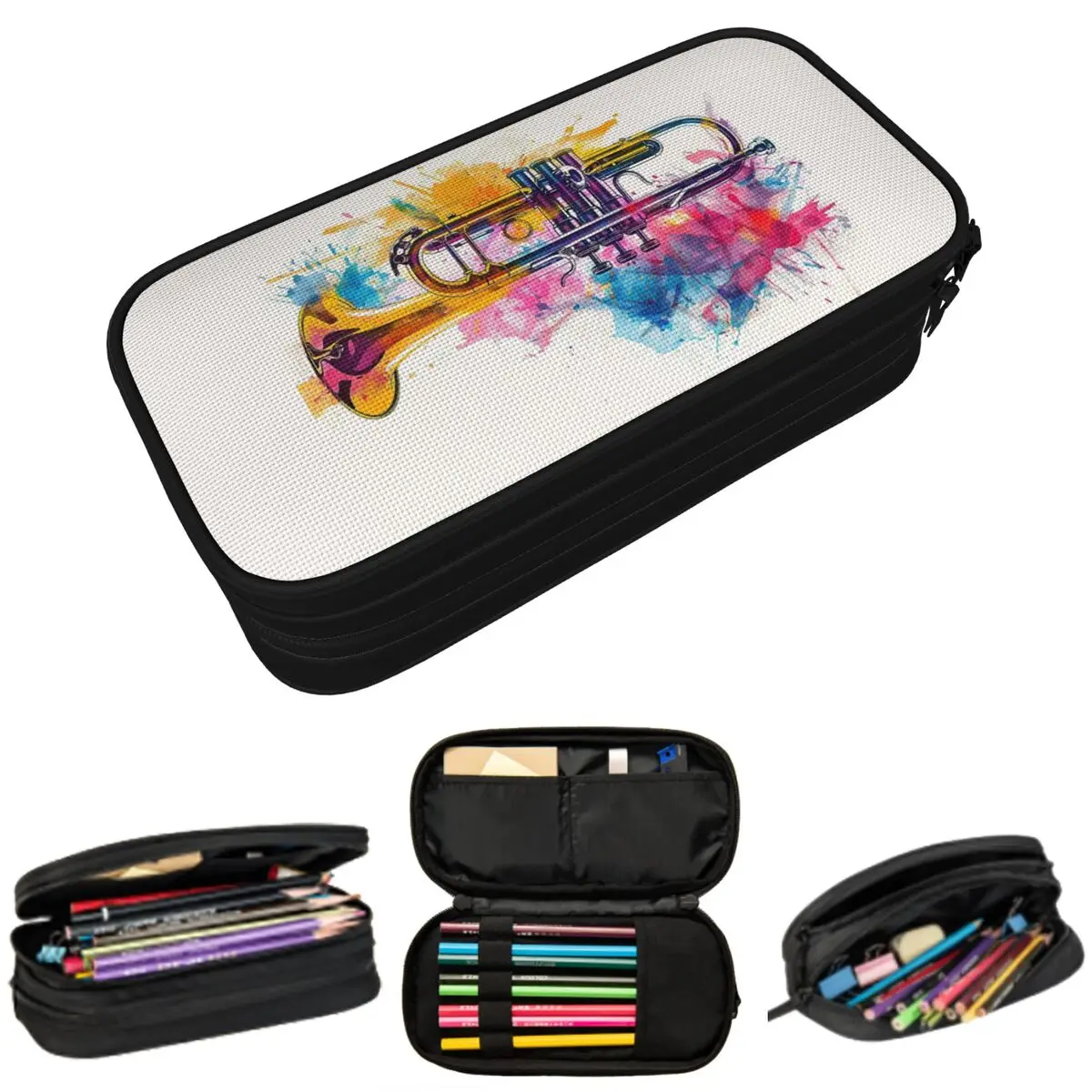 

Синий пенал с музыкальным дизайном для студентов, подарочная коробка для ручек, сумка для карандашей, канцелярские принадлежности, сумка-держатель для ручек