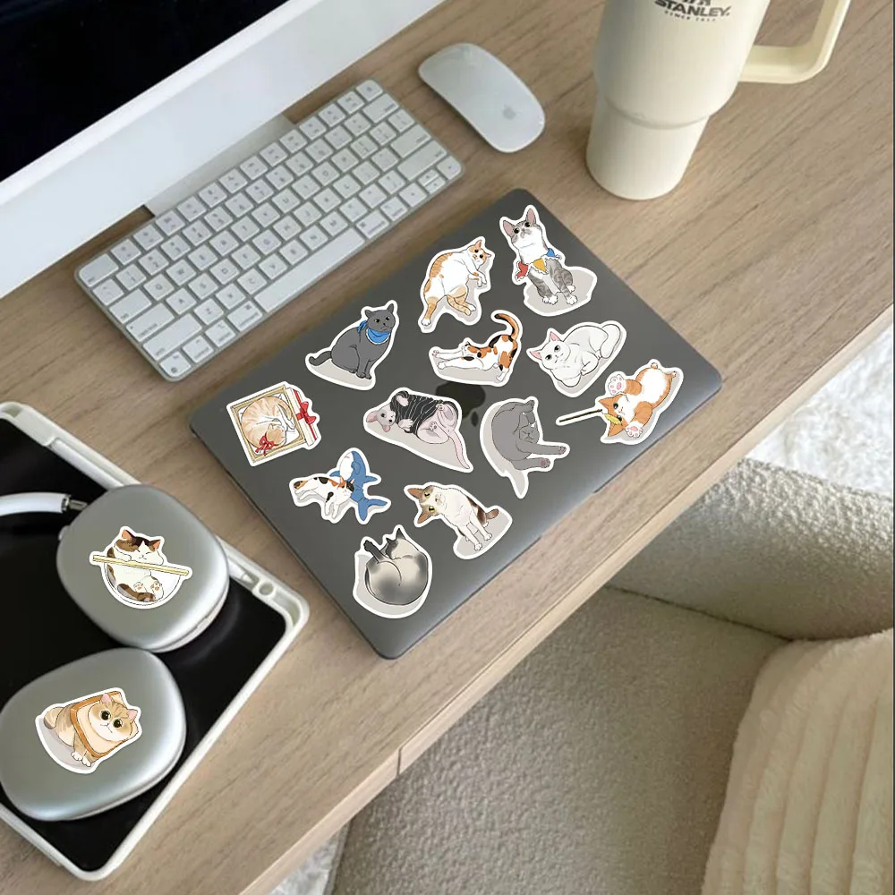 50PCS Lethargic Kitty Stickers Cute Cartoon Animals Decals For Luggage Notebooks Phone Case Skateboard Stickers DIY Cartoon Toy