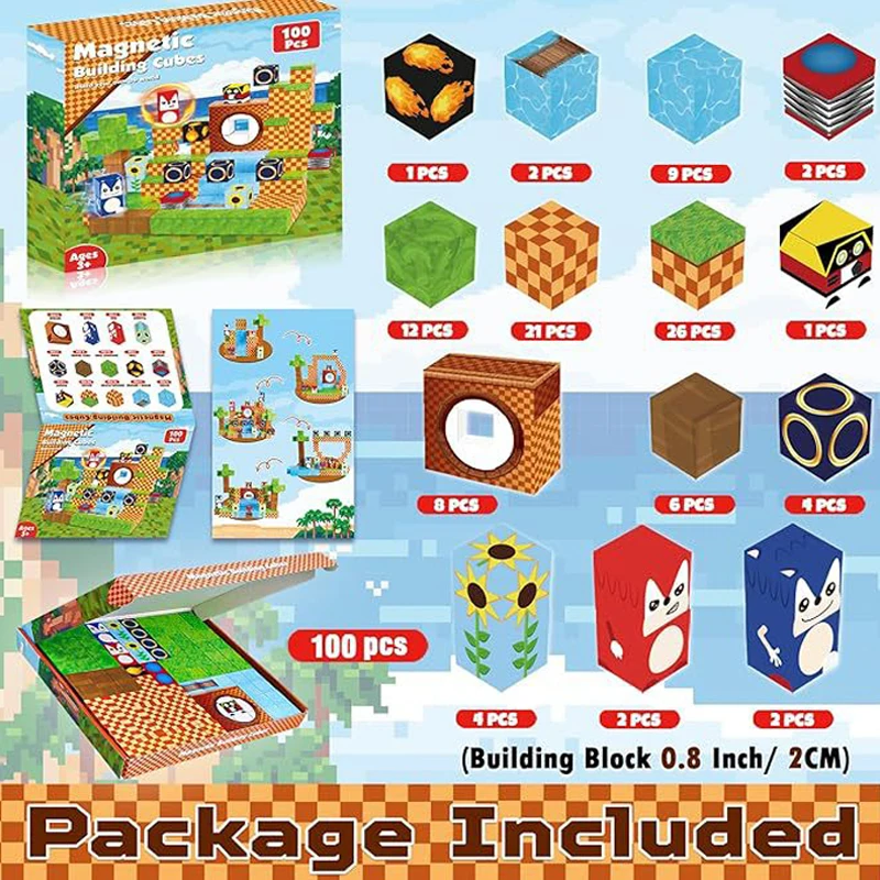 100PCS Pädagogisches DIY Block Set Innovative 3d Puzzle Produkte Montessori Magnetische Zauberwürfel Bausteine Spielzeug für Kinder