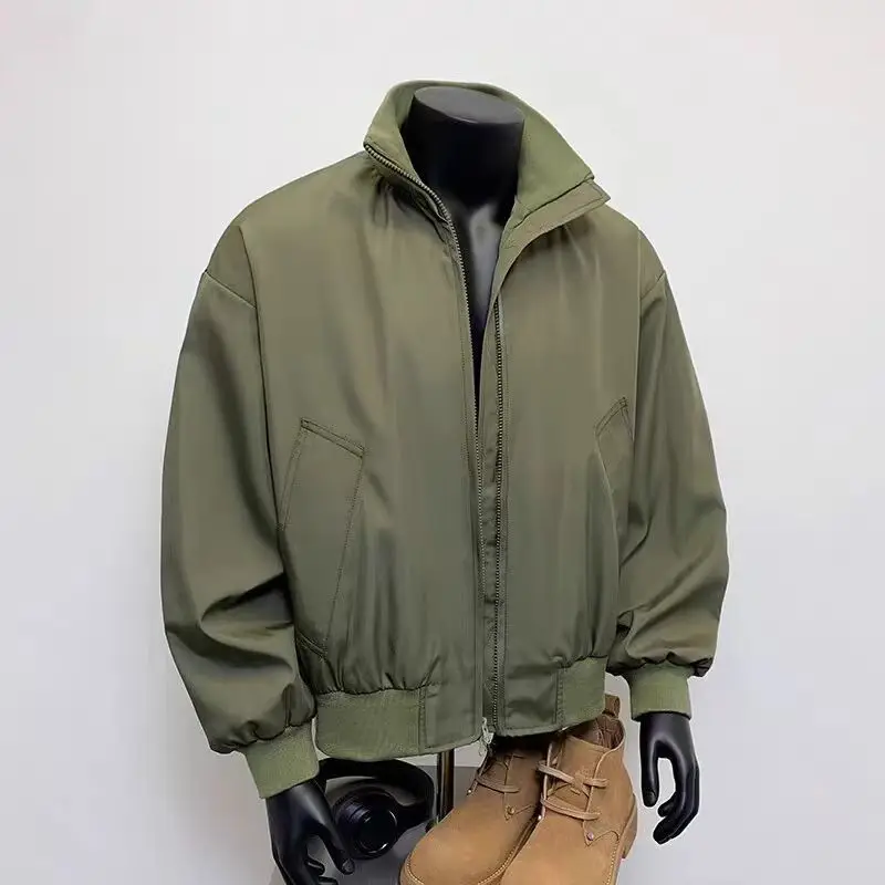 سترة طيار أمريكية رجالية بتصميم عتيق، فضفاضة وخفيفة الوزن، مناسبة للربيع والخريف، بياقة عالية، ملابس خارجية عادية مقاومة للري... #3