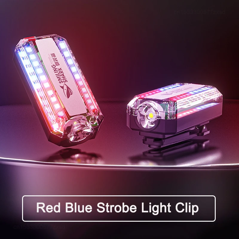 Smiling Shark JD007 Red Blue Strobe Light Police Light Warning Lights Usb Rechargeable Flashlight Shoulder Clip Lamp Outdoor