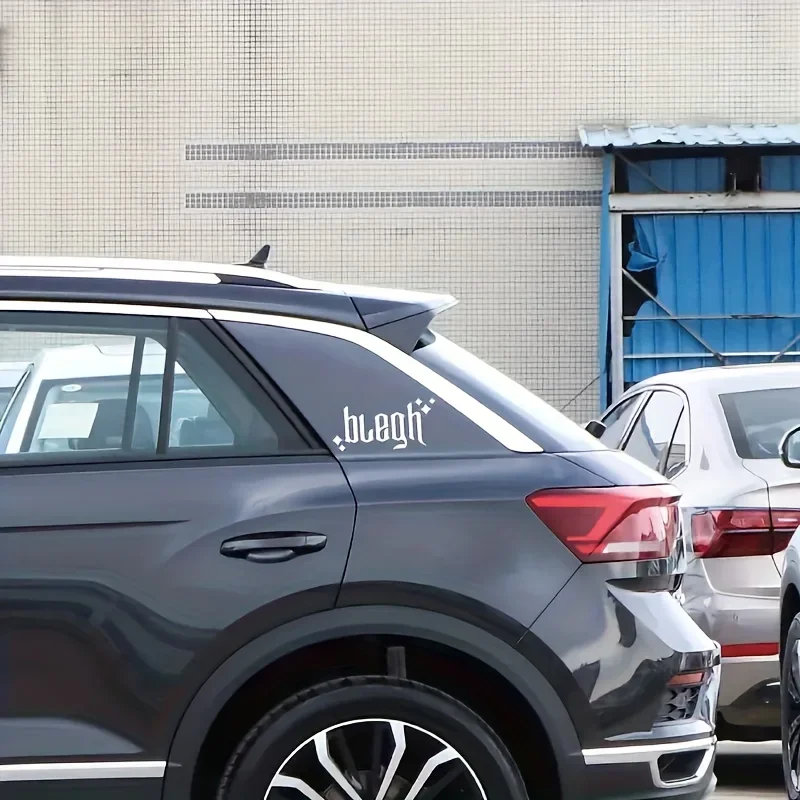 

1PC “blegh” Decals with Diamond Accents - White, Holographic and Black, Enhance Item's Visual Appeal