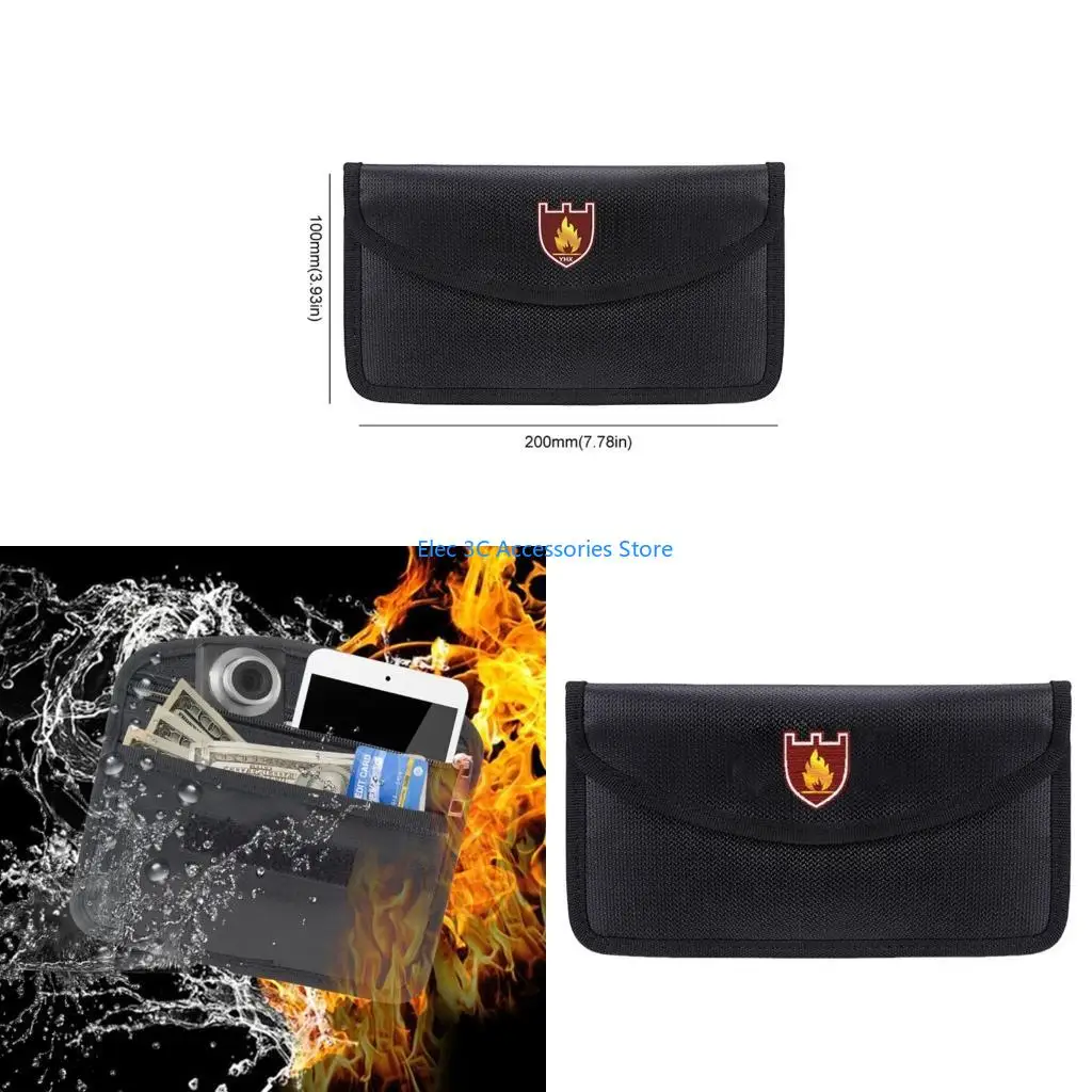 Y51A Fireproof Money Bag Water Resistant Bag Envelope Cash Storage Bag Small Document Bag for Valuables Cards