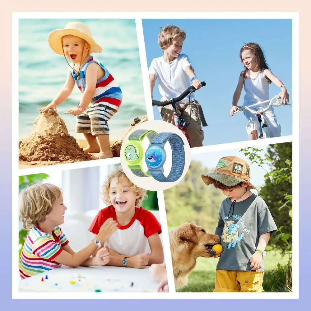 Чехол из ТПУ с мультяшным рисунком, нейлоновый ремешок, водонепроницаемый сменный детский браслет, регулируемый детский браслет для Apple AirTag