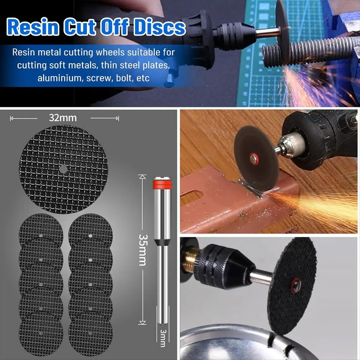 Cutting Wheel Set for -Rotary Tool, HSS Circular Saw Blades, Resin Cutting Discs, 545 Diamond Cutting Wheels