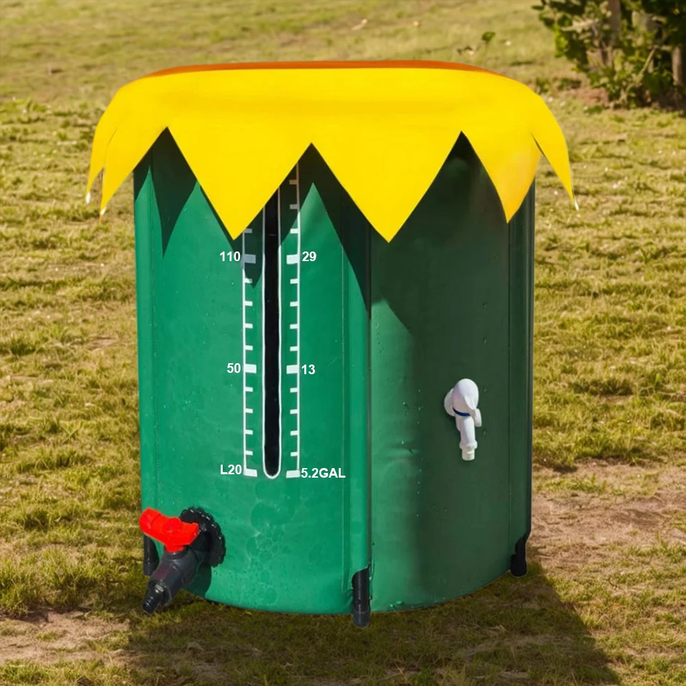 

52 Gallon Rain Barrel Collapsible PVC Water Barrel Collector with Three Spigots Garden Water Catcher