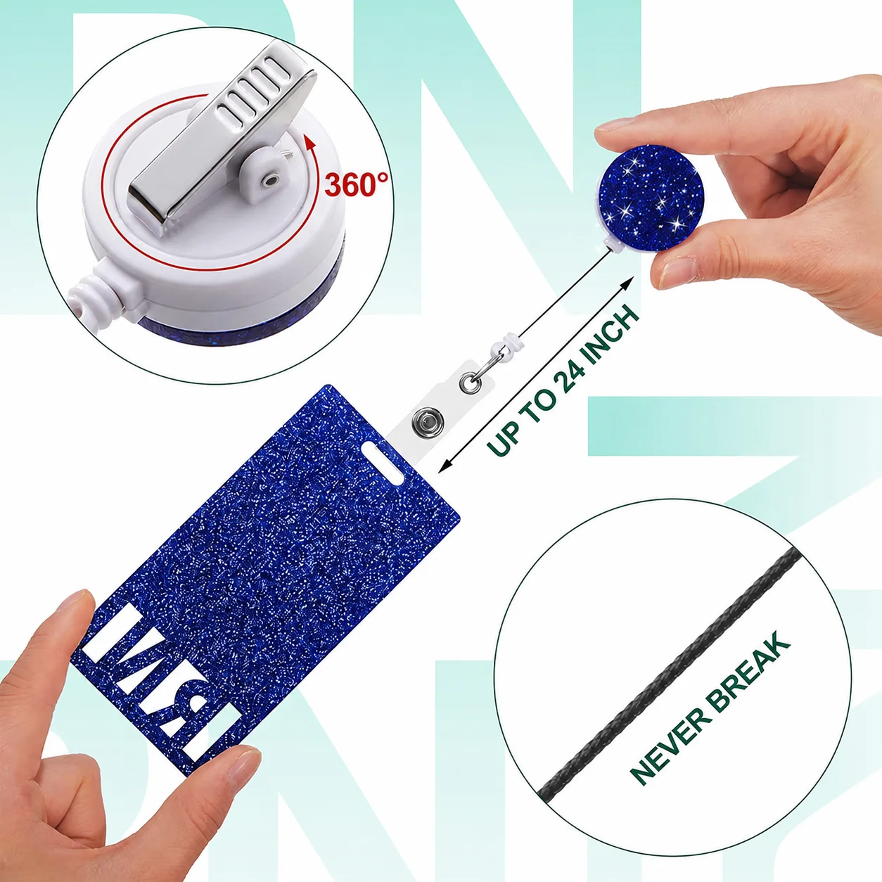 Id Holder Sturdy Worker Badge Holder Acrylic Badge Reel Retractable Rn Badge Reel For Access Cards Daily Work Daily Carrying