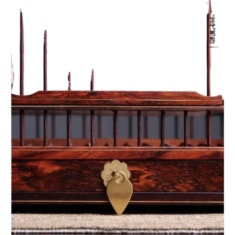 【الأكثر مبيعًا】قفص طيور الماهوجني المربع عالي الجودة من خشب الورد الأحمر الكبير، درج قفص مربع مطرز على شكل سمكة حمراء Daquan