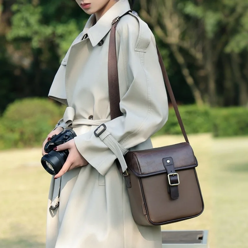 leather camera sling bag for women Waterproof Photography Crossbody Camera Bag DSLR/SLR/Mirrorless Camera shoulder bag
