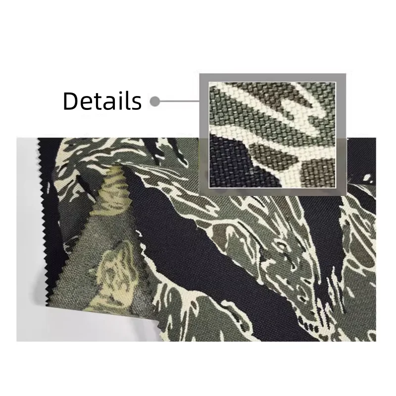 1000D Black Tiger Stripe Camouflage Polyester Oxford Fabric PU Coating Vest Knapsack DIY Cloth