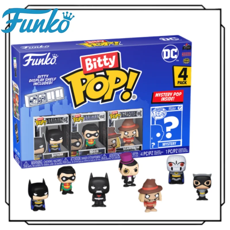 Figuras de Vinilo Coleccionables Funko Bitty Pop DC Comics Batman, Paquete de 4 Mini Cajas Sorpresa, Lindas Figuras de Dibujos Animados, Adorno, Juguete, Regalo
