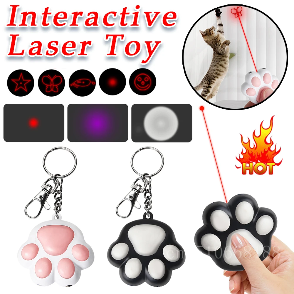 Jouet de transformation laser LED mignon pour animaux de compagnie, aste par USB, coule, animation lumineuse, pointeur, stylo lumineux, jouets d'entraînement pour chat