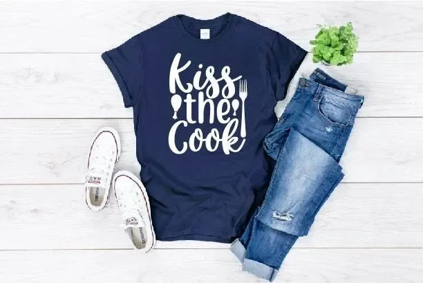 Camiseta Kiss The Cook Baker para esposa, mujer, mamá