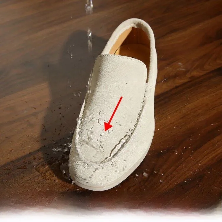 

Italian Style Genuine Leather Men's Slip-On Bean Shoes Casual Trendy Flat Bottom round Toe Spring Season Comfortable Footwear