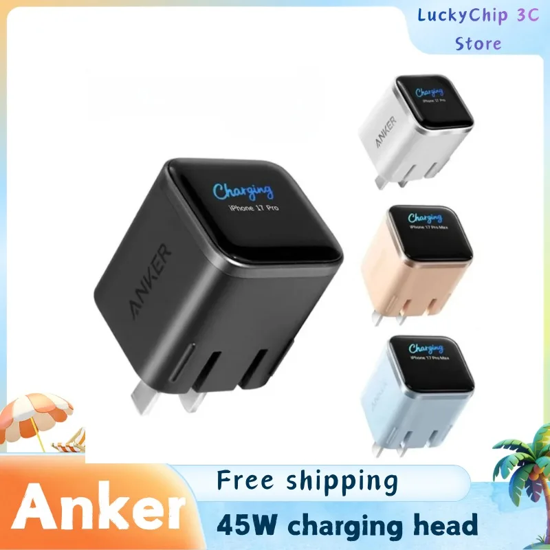 

Зарядное устройство Anker 45 Вт с безопасной зарядкой, умное, быстрое, Type-C, складное, с дисплеем, подходит для iPhone 17 ProMax, серии 16
