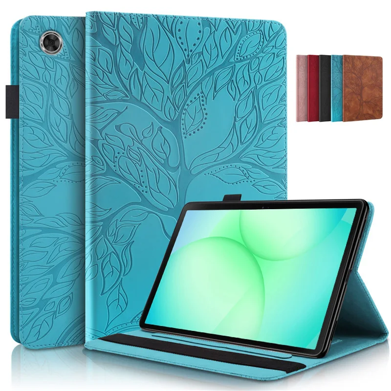 Tablet Cover For Samsung Tab A11 Case 2025 Embossed Tree Flip Wallet Stand Cover For Funda Galaxy Tab A11 8.7 inch Case Coque