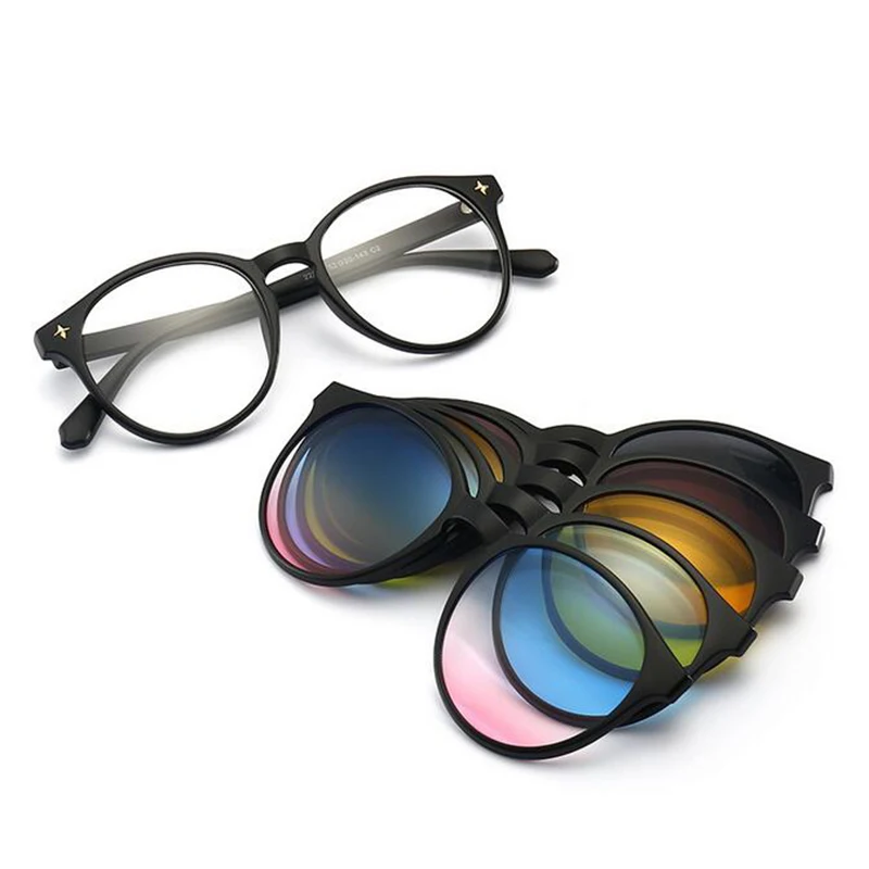 Round Sun Clips On Glasses Women Magnetic Sun Glasses Myopia Glasses 0 -1.0 -2.0 To -6.0