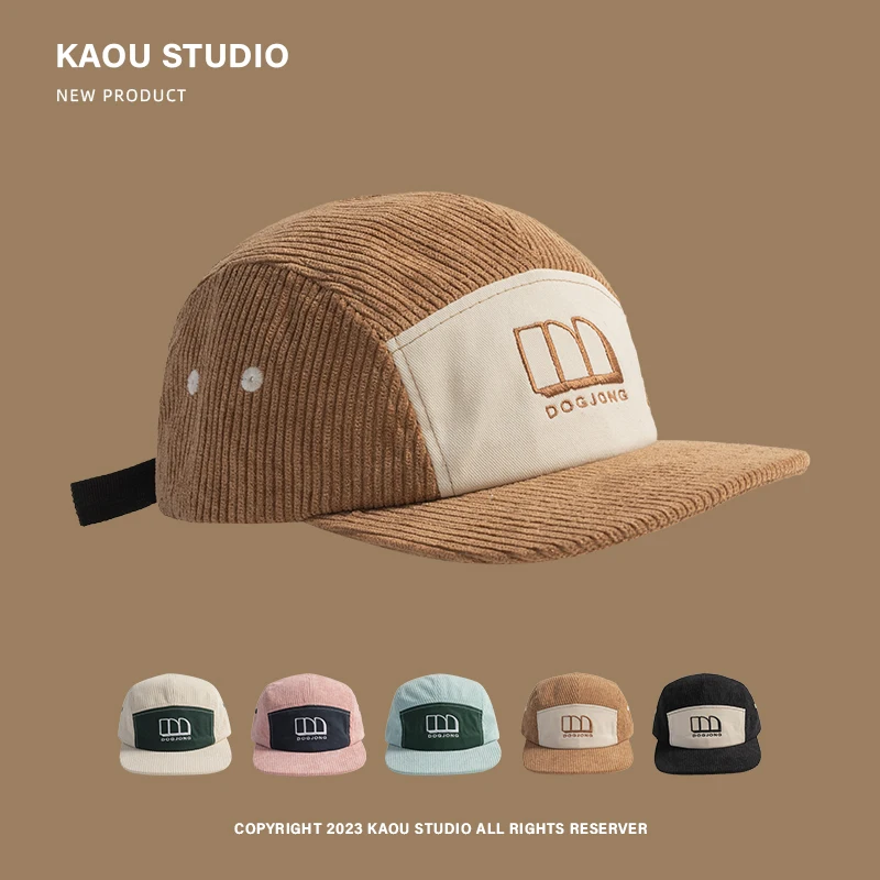 

Retro Corduroy Stitching Baseball Cap Men's Autumn and Winter New Flat Brim Peaked Cap for Women