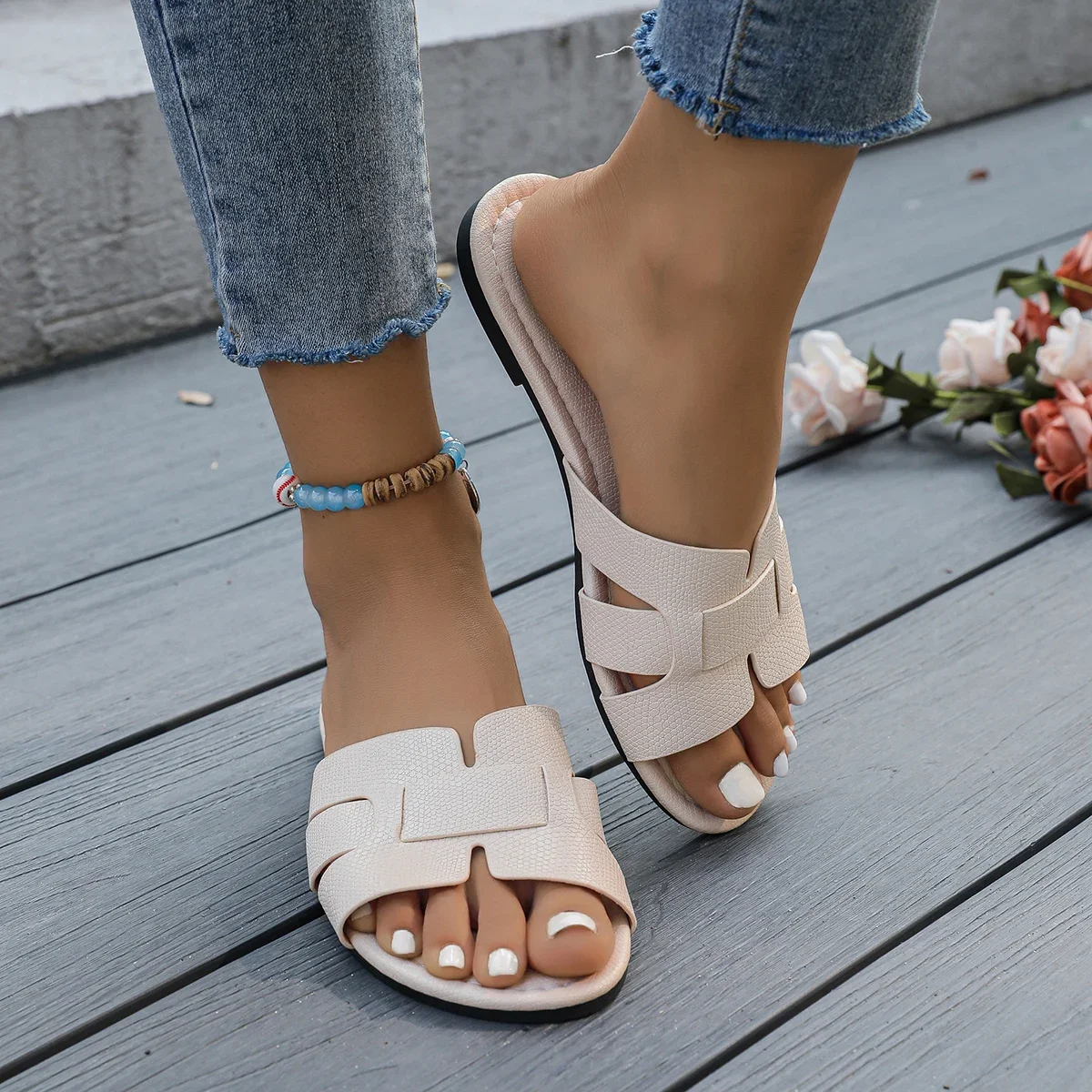 Zapatillas Sandalias Sin Tacon Mujer Zapatillas De Malla De Verano