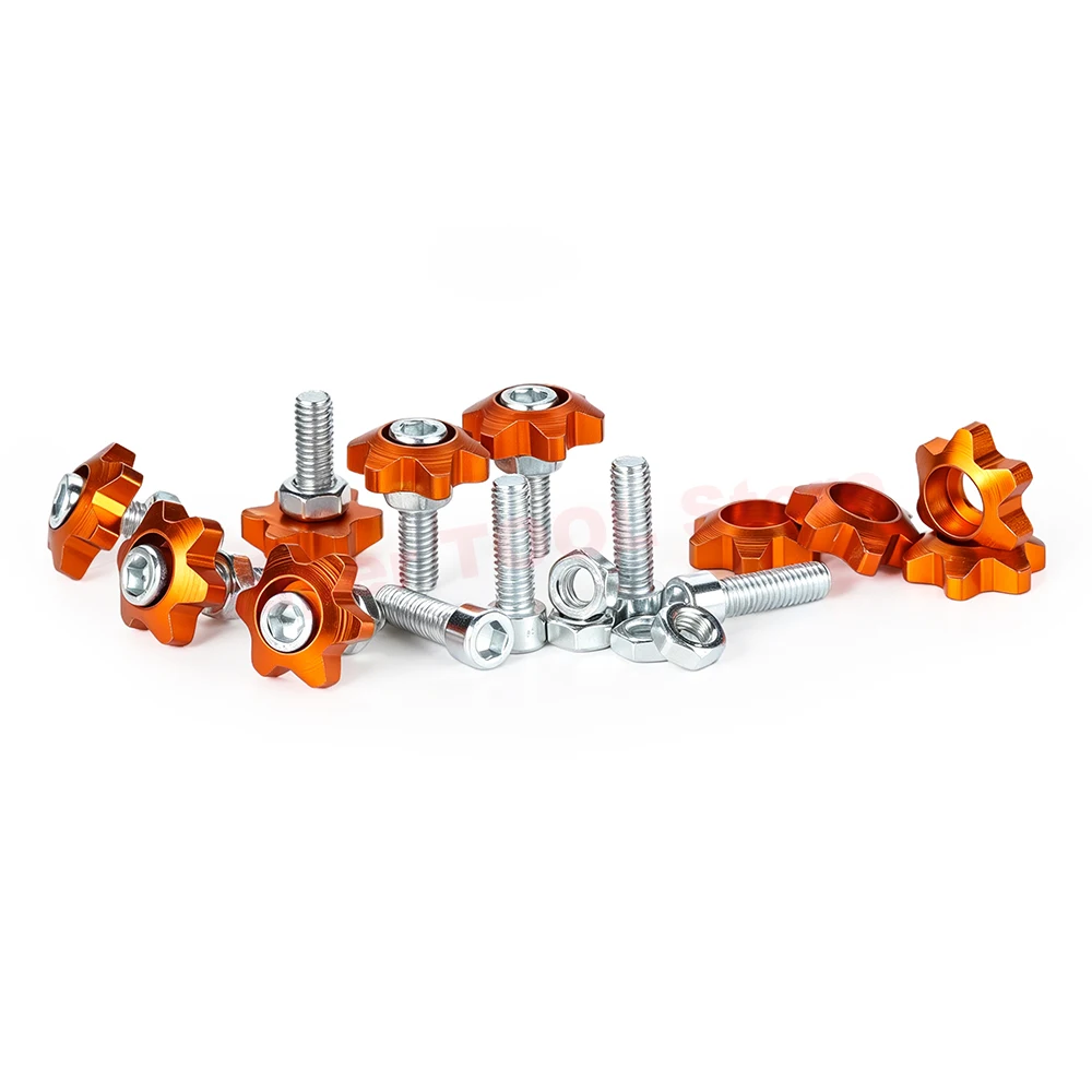 10 Pcs 304 Stainless Steel Screws For Motorcycle Modification Decor Parts Orange Red Colorful Aluminum Alloy Star Head Washer M6
