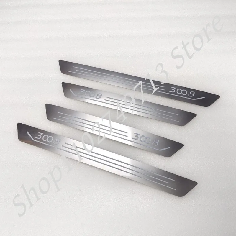 Stainless Steel Door Sill Scuff Plate Car Accessories Trim For Peugeot 3008 2009 2010 2011 2012 2013 2014 2015 2016