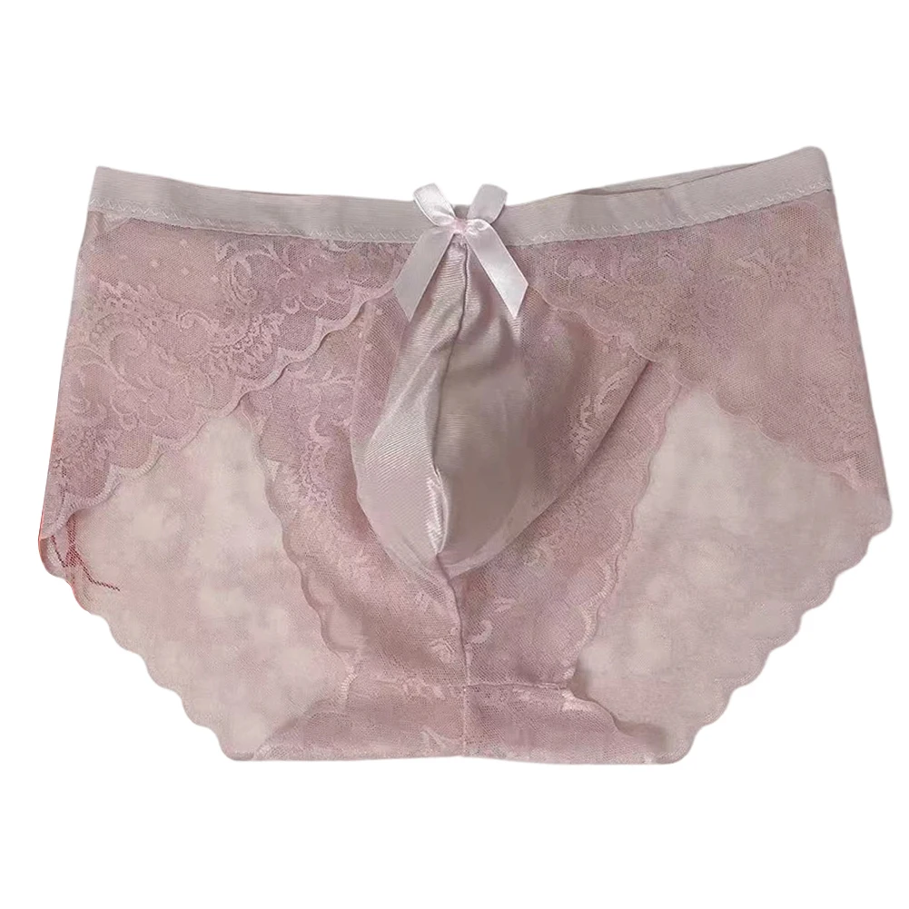 Men Lace Mesh Briefs Seamless Bikini Sissy Bulge Pouch Underwear Erotic Trunks Soft Japanese Panties Lingeries Men's Underpants