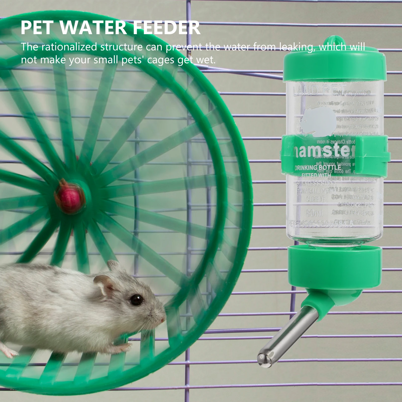

3Pcs 80ml Pet Water Fountain Transparent Hamster Bottle Nipple Rabbit Wear Resistant Automatic Feeder Easy Observe Remaining