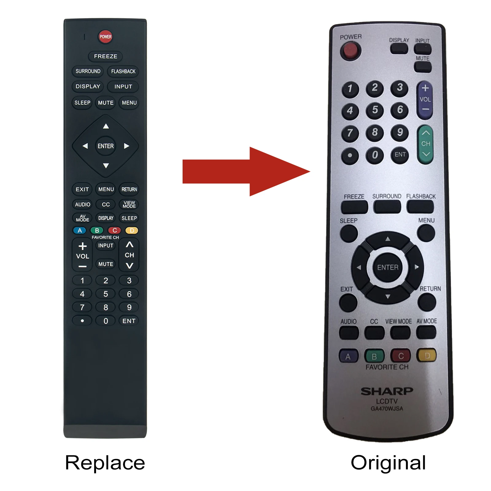 

New GA470WJSA Replaced Remote control fit for Sharp TV 37SH20U 26SH10U 26SH20U 32SH10U 32SH20U