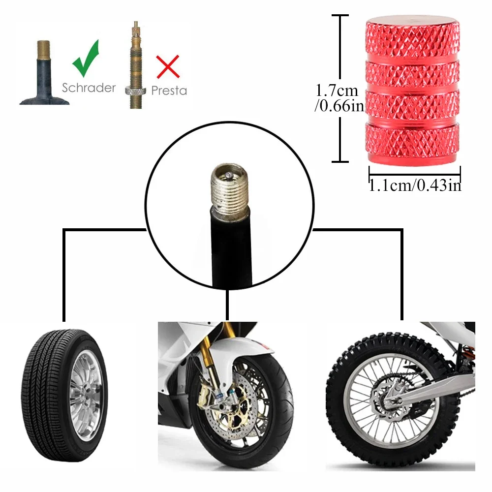 2pcs Aluminum Alloy Bike Valve Caps Tyre Rim Stem Covers Airdust Waterproof for Automobiles Motorcycles Trucks Bikes