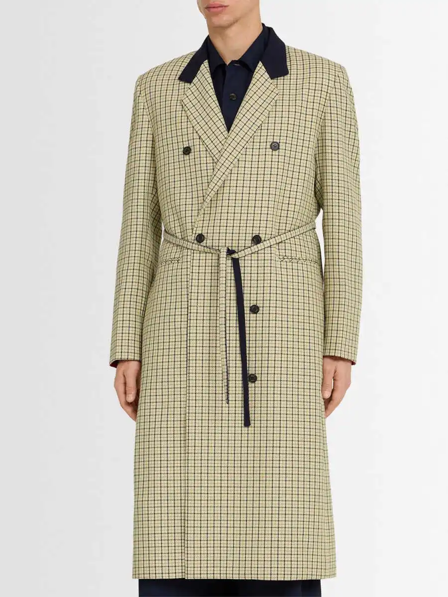 ربيع الخريف جديد الرجال شبكة معطف طويل 1 قطعة مزدوجة الصدر الشق التلبيب معطف تخفيف الأعمال الخاصة مخصص #5