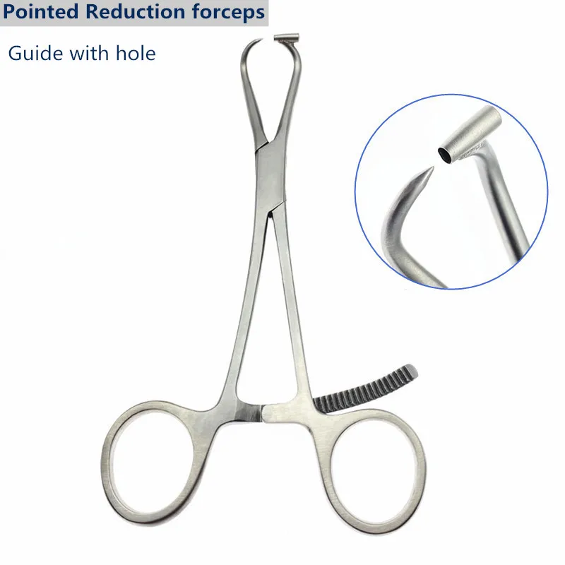 Orthopedic Pointed reduction forceps with guide hole stainless steel bone reduction forceps