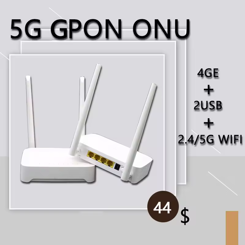 סיב אופטי GPON OLT יד שנייה ללא כוח H3-2S 5G GPON ONU ONT 4GE +2USB +2.4/5G WIFI AC ראוטר דואל בנד מודם FTTH