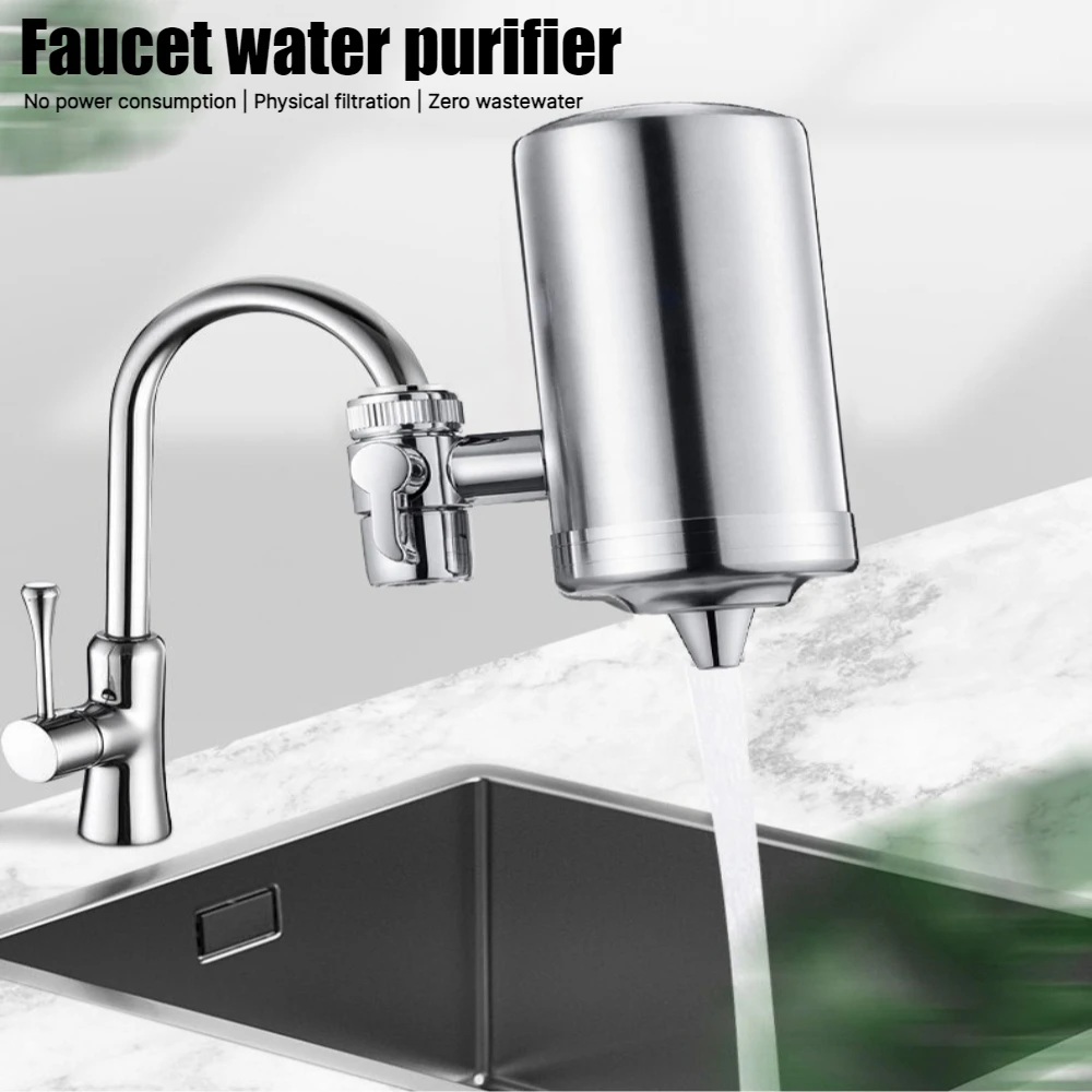 Faucet Water Filter 304 Stainless Steel Water Purifier Mount Filtration System Household Kitchen Purifier Tap Reduce Chlorine